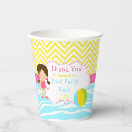 Vasos De Papel Brunette Chica Pool Fiesta Bash Fiesta