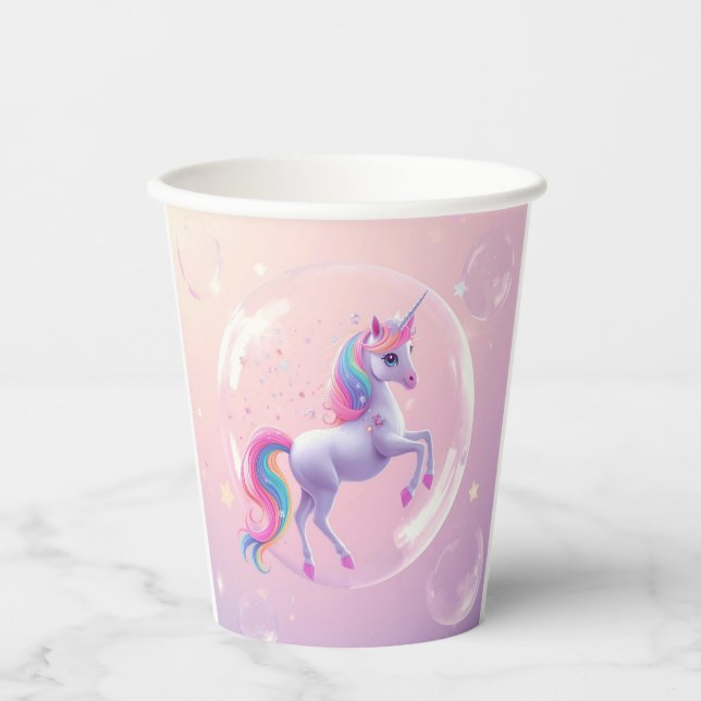 Vasos De Papel Bubble Unicorn (Anverso)