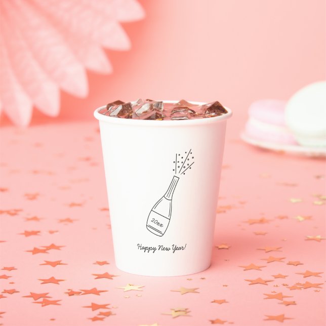 Vasos De Papel Bubbly Encendiendo botella de champán Nochevieja (in situ)