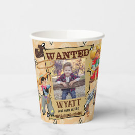 Vasos De Papel Buckaroo Cowboy Boy's Birthday Photo & Name Cute