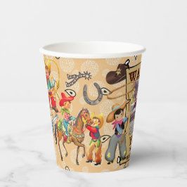 Vasos De Papel Buckaroo Cowboy Boy's Birthday Photo & Name Cute