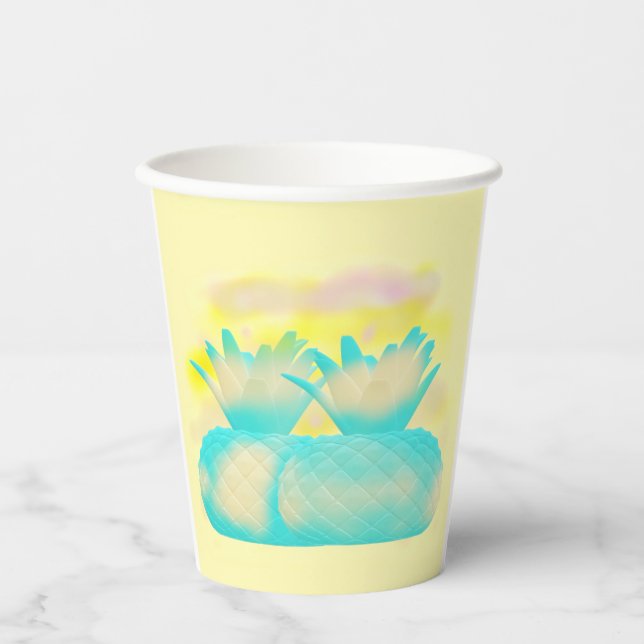 Vasos De Papel Bucle de frutas arte pocillos mágicos piña (Anverso)