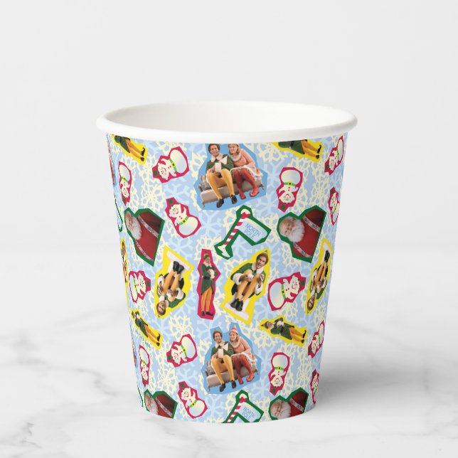 Vasos De Papel Buddy the Elf and Santa North Pole Pattern (Anverso)