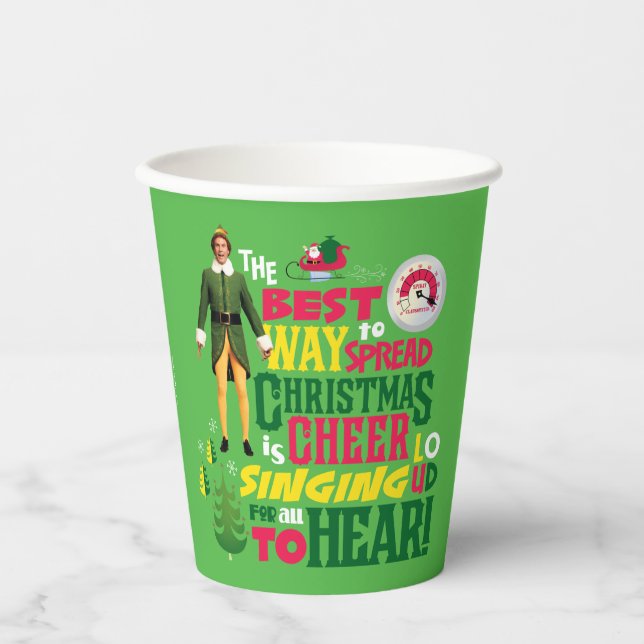 Vasos De Papel Buddy the Elf | Navidades Cheer Cita Gráfica (Anverso)