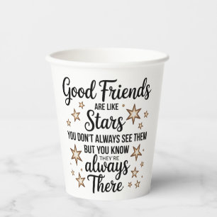 Vasos De Papel Buenos amigos son como estrellas Frase Inspiradora