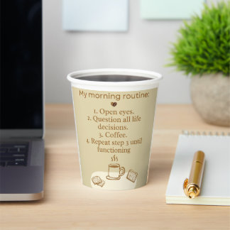 Vasos De Papel Buenos días café rutinario Mug | Funny Caffeine De