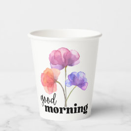 Vasos De Papel Buenos días (con flores)