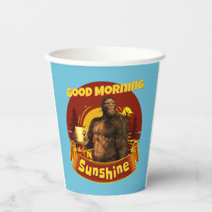 Vasos De Papel Buenos Días Sol Bigfoot Café Humor Arte