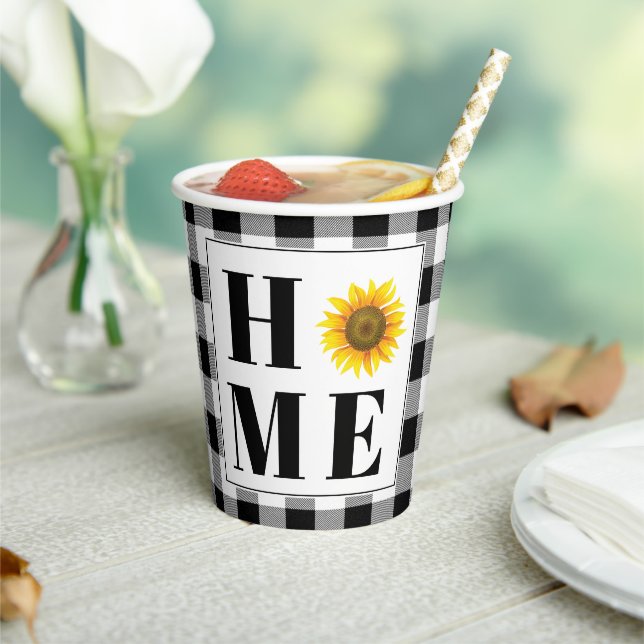 Vasos De Papel Bufalo cheque girasol "Hogar" (in situ)