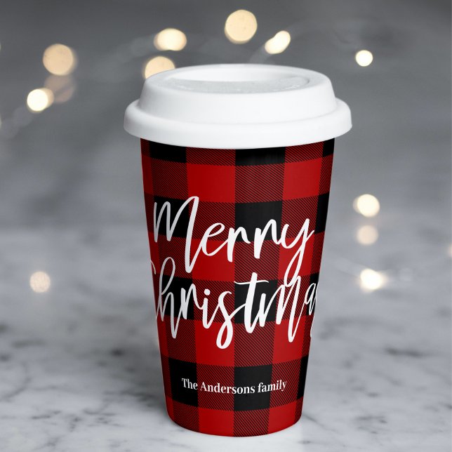 Vasos De Papel Búfalo Rojo en Navidad |Nombre personal (Subido por el creador)