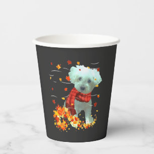 Vasos De Papel Bufanda de Otoño de Poochon - Hojas de Otoño de Pe