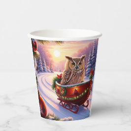 Vasos De Papel Búho en trineo durante las vacaciones