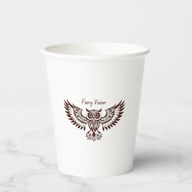 Vasos De Papel Búho Fénix – Visión Ígnea (Anverso)