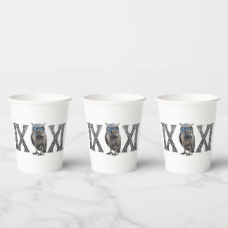 Vasos De Papel Búho Mecánico Celta Plateado Steampunk