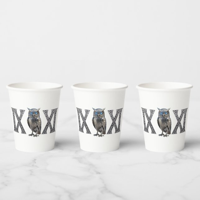 Vasos De Papel Búho Mecánico Celta Plateado Steampunk (Multi)