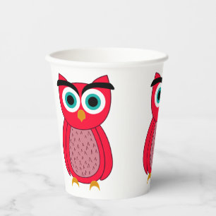 Vasos De Papel Búho Rosa Lindo