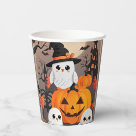 Vasos De Papel Búhos Fantasmas y Calabazas Fiesta Espeluznante de