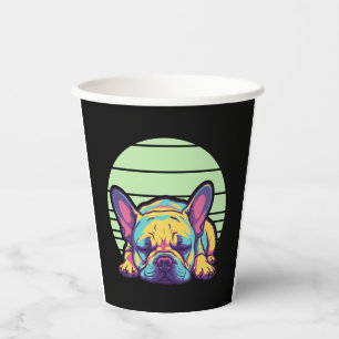 Vasos De Papel bulldog colorido y durmiente francés