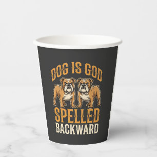 Vasos De Papel Bulldog Divertido Perro Es Dios Deletreado Al Revé