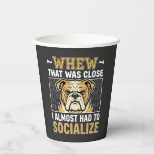 Vasos De Papel Bulldog Divertido Socializar Perro