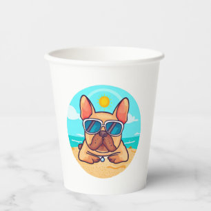 Vasos De Papel Bulldog francés de vacaciones