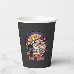 Vasos De Papel Bulldog Francés Vector de Perros Boo de Halloween