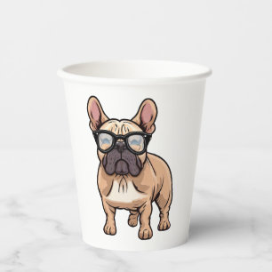Vasos De Papel Bulldog francés vistiendo gafas