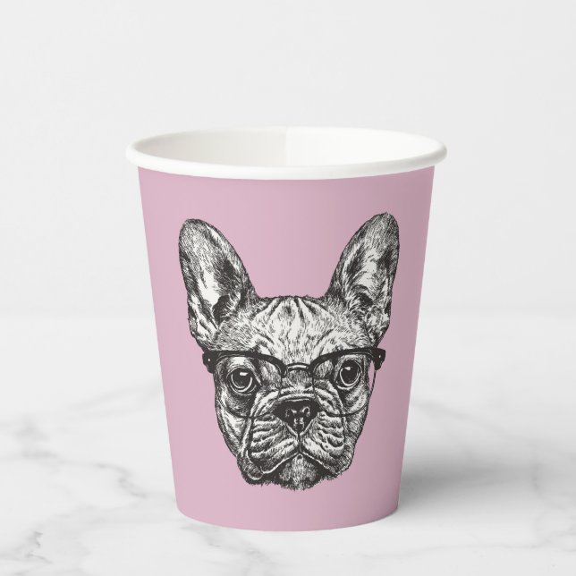 Vasos De Papel Bulldog Hipster (Izquierda)