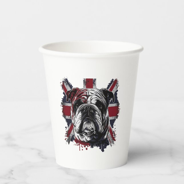 Vasos De Papel Bulldog inglés divertido (Anverso)