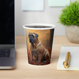 Vasos De Papel Bullmastiff en otoño las hojas caen Inspira