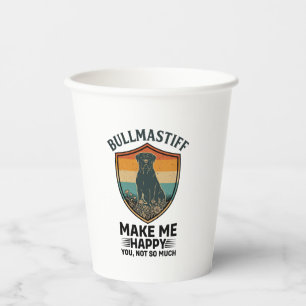 Vasos De Papel Bullmastiff Hacerme Feliz Perro Escudo Retro Puest