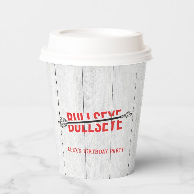 Vasos De Papel Bullseye Bow & Arrow Archery Sport Partido de cump (Anverso)