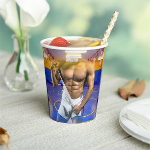 Vasos De Papel bulto muscular de hombre de SlipperyJoe's abdomina