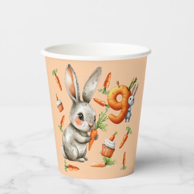 Vasos De Papel Bunnies and Carrots Novena Fiesta de Cumpleaños (Anverso)