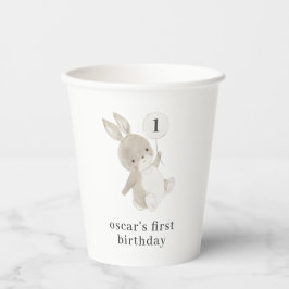 Vasos De Papel Bunny Balloon 1º cumpleaños