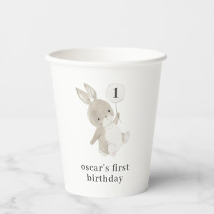 Vasos De Papel Bunny Balloon 1º cumpleaños