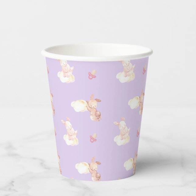 Vasos De Papel Bunny Dreams Purple Baby Shower (Anverso)