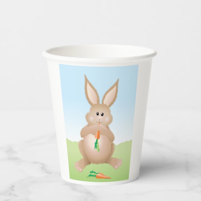 Vasos De Papel Bunny Eating Carrot Adorable Rabbit (Anverso)