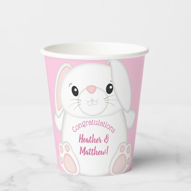 Vasos De Papel Bunny Rabbit Baby Shower Pink (Anverso)