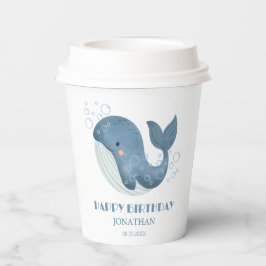 Vasos De Papel Burbuja azul circular mate niños de ballena cumple