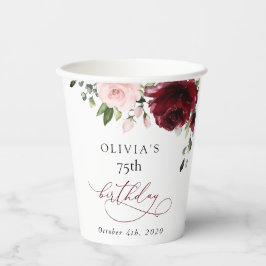 Vasos De Papel Burgundy Flowers, Pink Flowers, Boho, Birthday