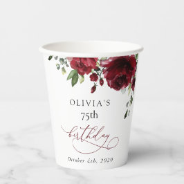 Vasos De Papel Burgundy Flowers, Red Flowers, Greenery, Birthday