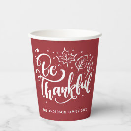 Vasos De Papel Burgundy hoja de otoño agradecida