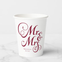 Burgundy mr y mrs moderno rústico personalizado