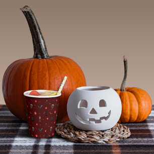 Vasos De Papel Burgundy Spooky Character Pattern Halloween
