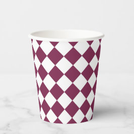 Vasos De Papel Burgundy White Checker Diamond Pattern