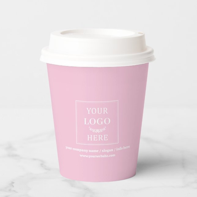 Vasos De Papel Business Logo Promotional Branded Budget Pink (Anverso)