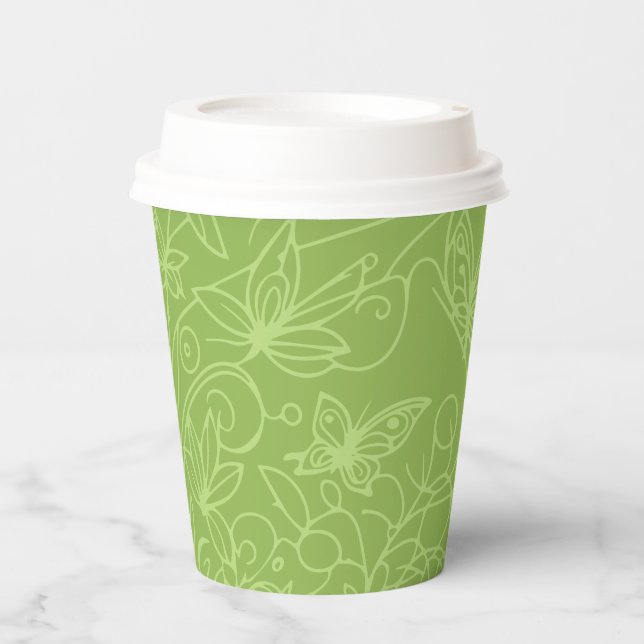 Vasos De Papel Butterfly Garden Green (Anverso)