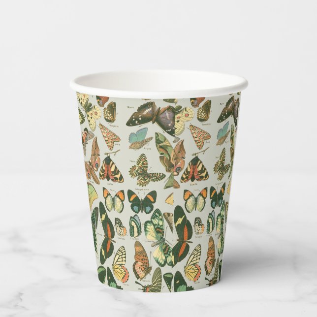 Vasos De Papel Butterfly Vintage Antiguo Butterflies Art (Reverso )
