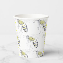 Vasos De Papel Buzzing with Style – Bee Illustration cups